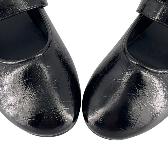 Olivia Miller Mary Jane Ballet Flats Unembellished Style 6.5 Glossy Black Crinkl - Picture 7 of 15